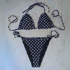 Black & White Polka Dot String Bikini